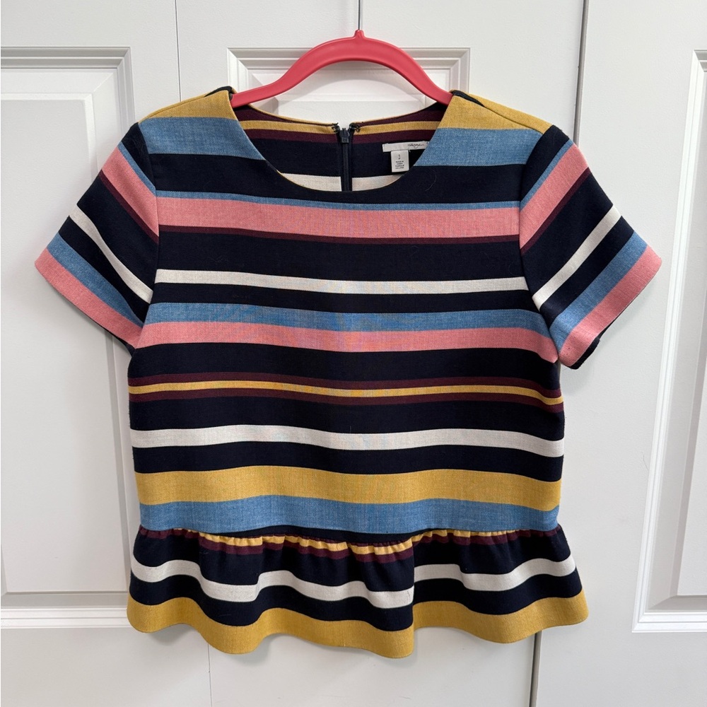 Striped Multicolor Peplum Blouse